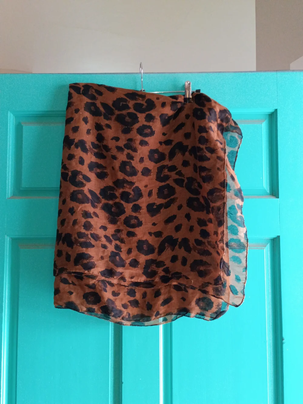 Leopard Print Brown & Black Sheer Scarf